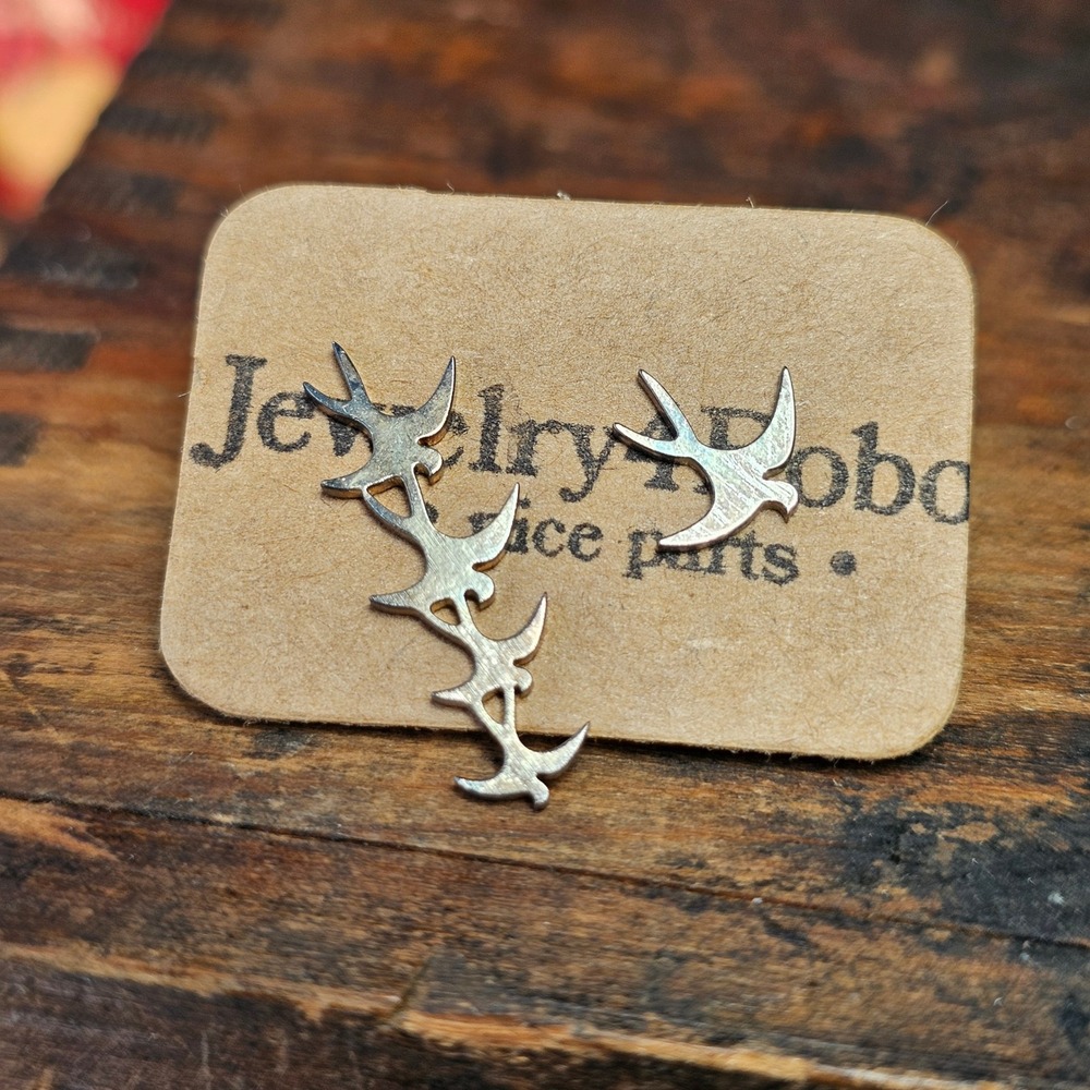 Silver Bird Swallow Asymmetrical Stainless Steel Stud Earrings Women OS Nature